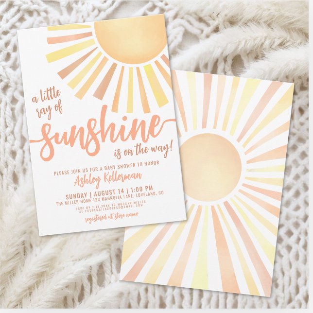 Liten solstråle Boho babyfirande inbjudan (Little Ray Of Sunshine Boho Baby Shower Invitation)
