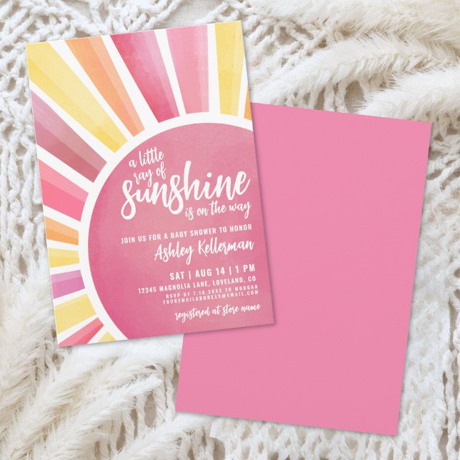 Liten solstråle Boho babyfirande inbjudan (Little Ray Of Sunshine Boho Baby Shower Invitation)
