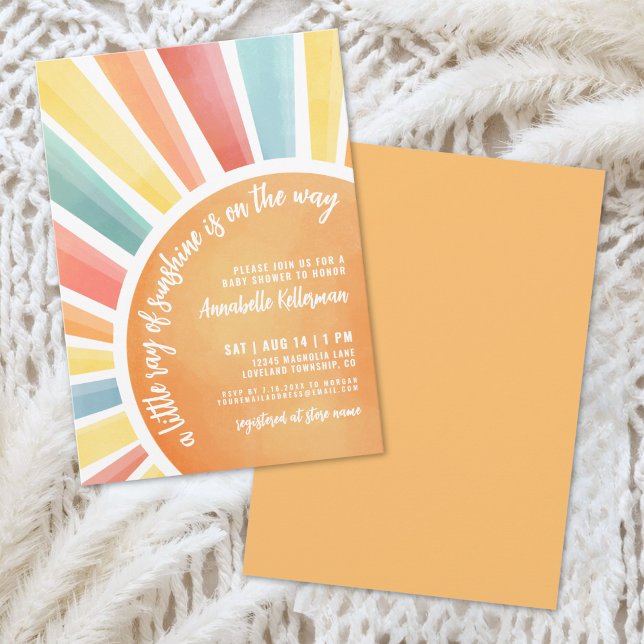 Liten solstråle Boho babyförberedande inbjudan (Little Ray Of Sunshine Boho Baby Shower Invitation)