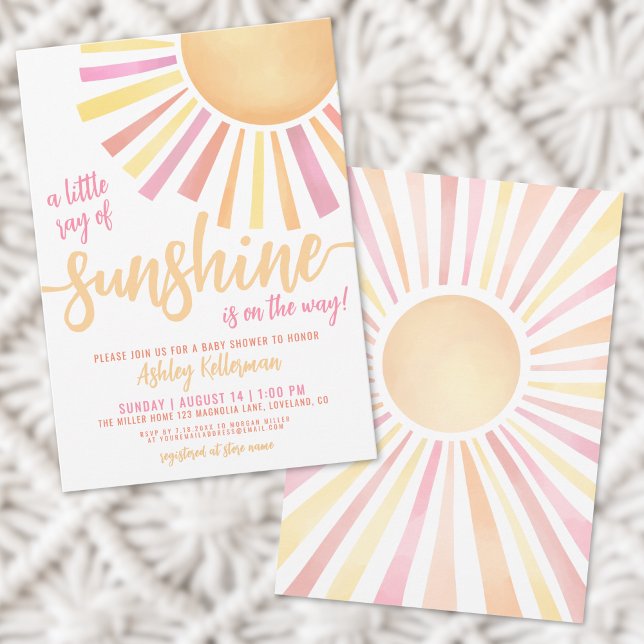 Liten solstråle Boho babyförfest-inbjudan Inbjudningar (Little Ray Of Sunshine Boho Baby Shower Invitation)