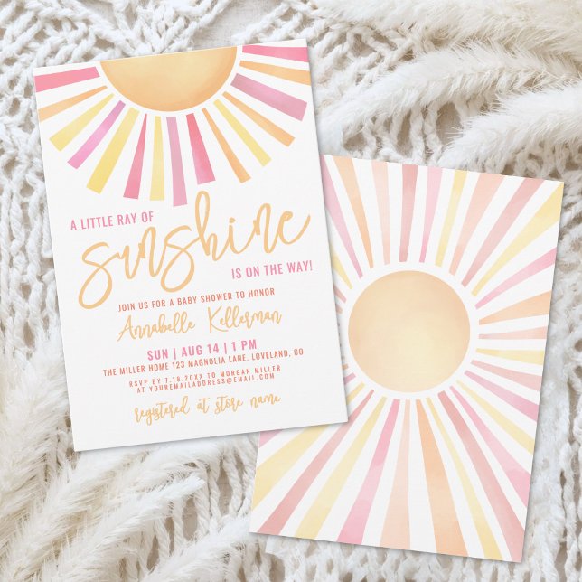 Liten solstråle Boho-babyshower Inbjudningar (Little Ray Of Sunshine Boho Baby Shower Invitation)