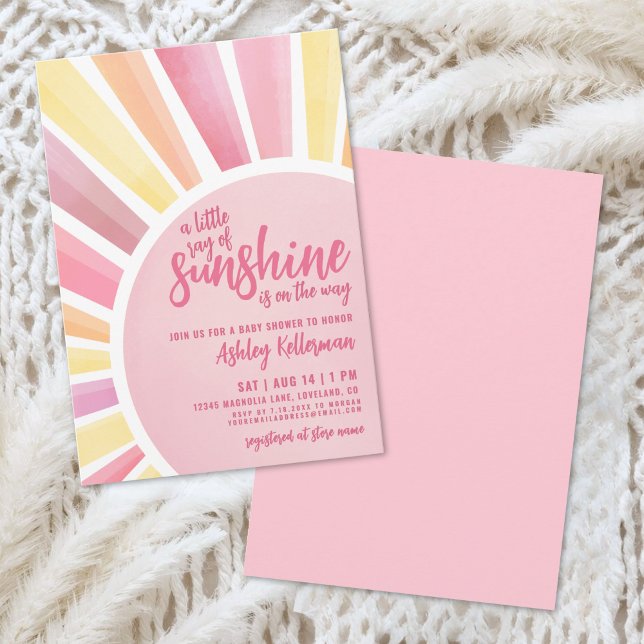 Liten solstråle Boho-barnkalas Inbjudningar (Little Ray Of Sunshine Boho Baby Shower Invitation)