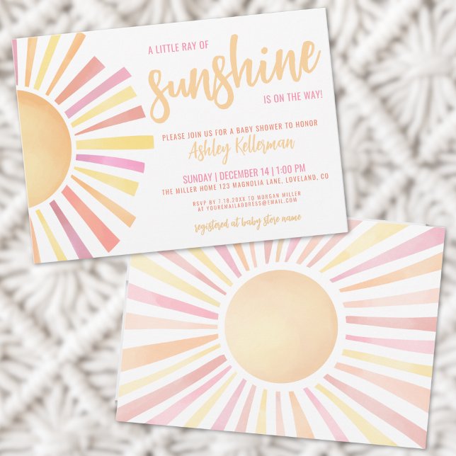 Liten solstråle Boho-barnvaktparty Inbjudningar (Little Ray Of Sunshine Boho Baby Shower Invitation)
