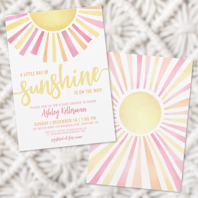 Liten solstråle Boho-barnvaktparty Inbjudningar (Little Ray Of Sunshine Boho Baby Shower Invitation)