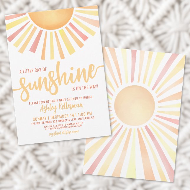 Liten solstråle Boho-barnvaktparty Inbjudningar (Little Ray Of Sunshine Boho Baby Shower Invitation)