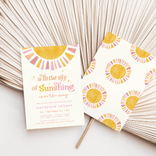 Liten solstråle Boho Retro Flick Baby Shower Inbjudningar