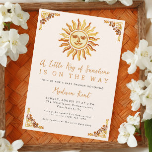 Liten solstråle Boho Sun Baby Shower Inbjudningar