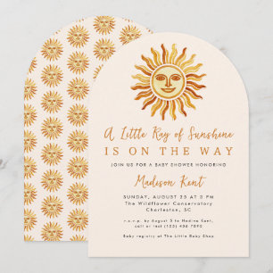 Liten solstråle Boho Sun Baby Shower Inbjudningar