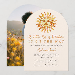 Liten solstråle Boho Sun Foto Baby Shower Inbjudningar
