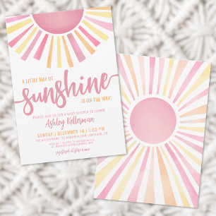 Liten solstråle flicka baby shower inbjudningar