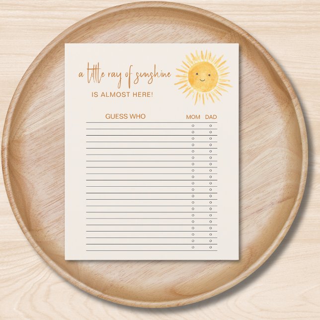 Liten solstråle Gissa vem baby shower-spel (Skapare uppladdad)