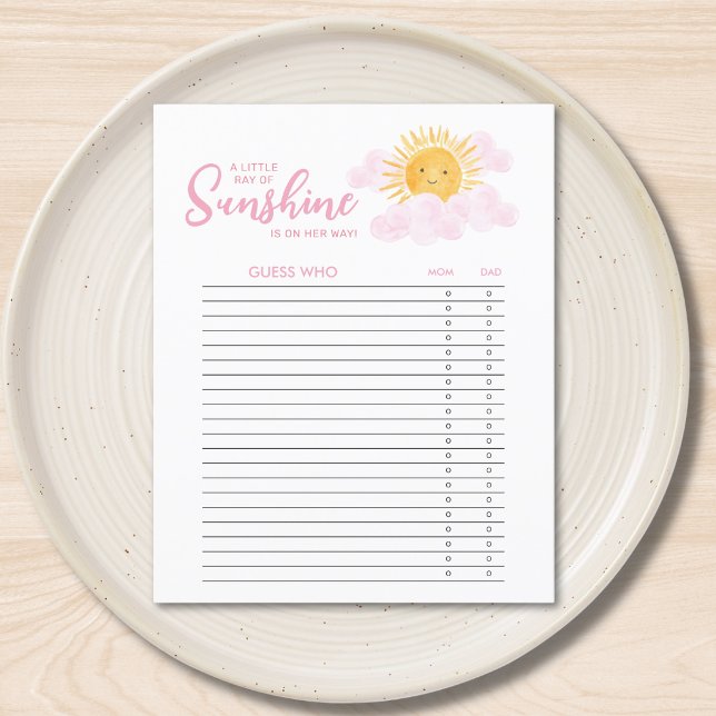 Liten solstråle Gissa vem baby shower-spel (Skapare uppladdad)