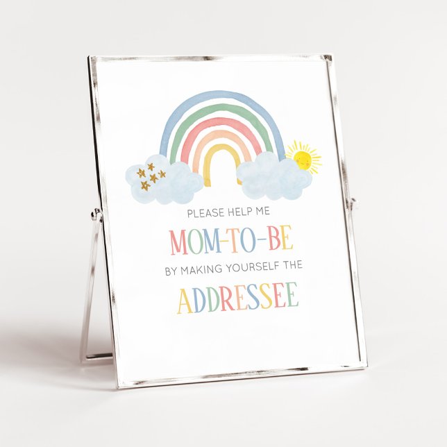 Liten solstråle Kuvert Station skylt (Rainbow Baby Shower Envelope Station Sign)