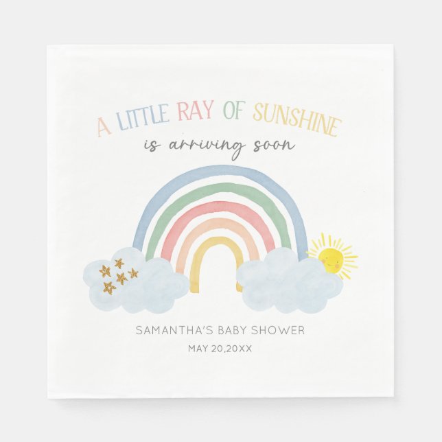Liten solstråle Rainbow Baby Shower Pappersservett (Framsidan)