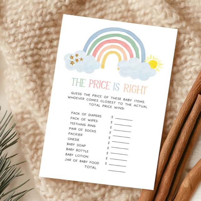 Liten solstråle regnbåge Priset är rätt  (Rainbow Baby Shower The Price Is Right Game)