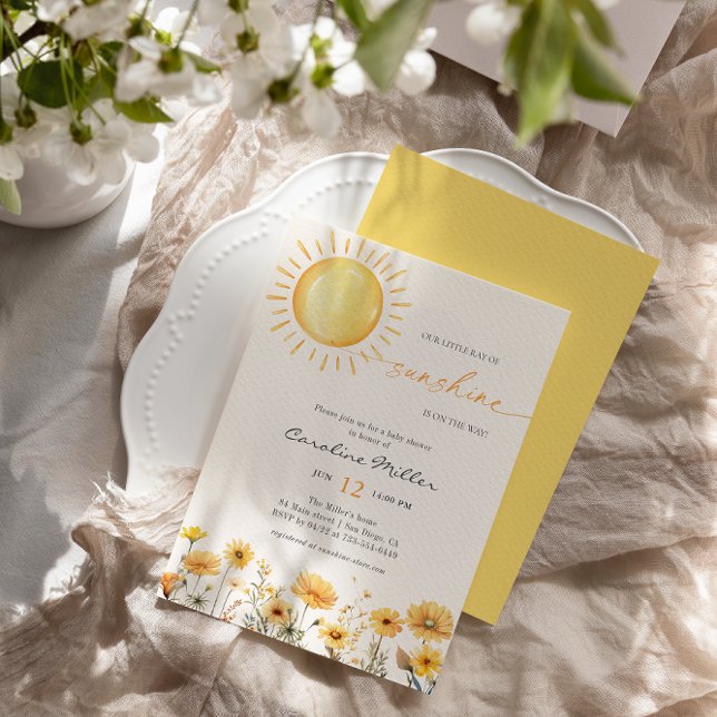 Liten solstråle vildblomma baby shower inbjudningar (Skapare uppladdad)