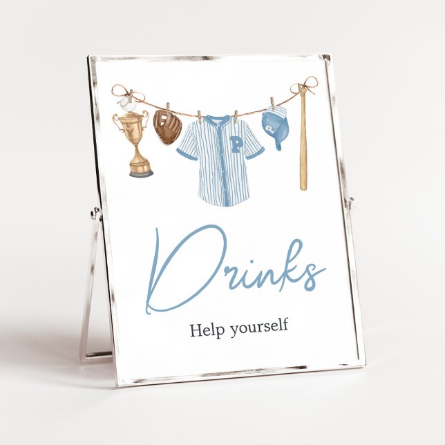 Liten soppa Baseball Baby Shower Drinks Poster (Baseball Little Slugger Baby Shower Drinks Sign)