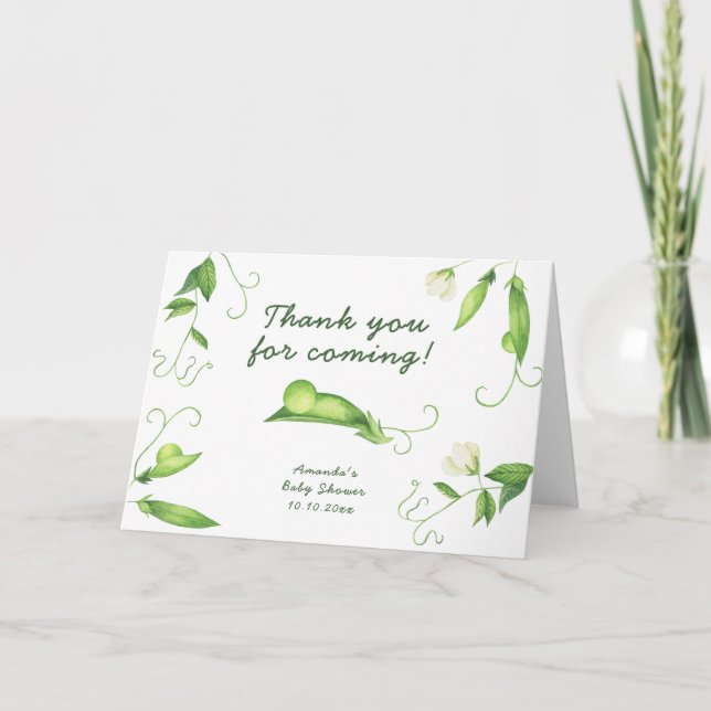 Liten Söt Ärt Baby Shower Tacksamhet Tack Kort (Framsida)