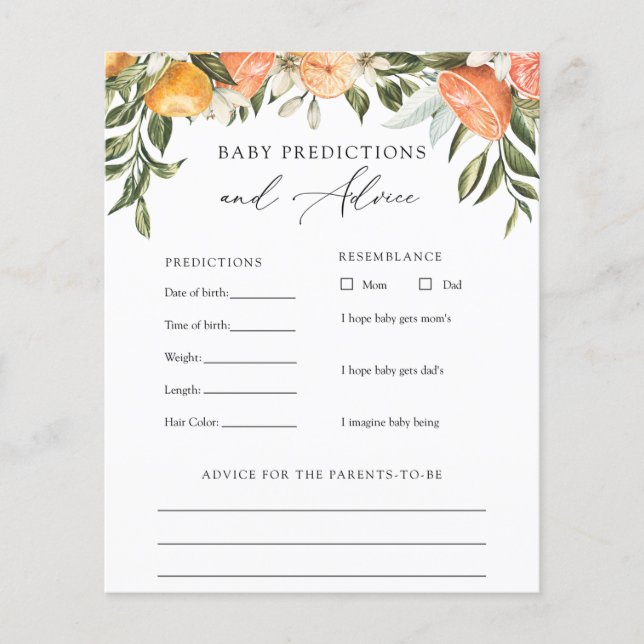 Liten söt baby rådgivning och förutsägelsekort (Framsida)