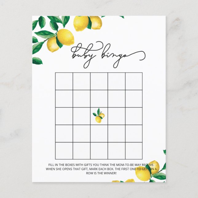 Liten söt baby shower bingo spel (Framsida)