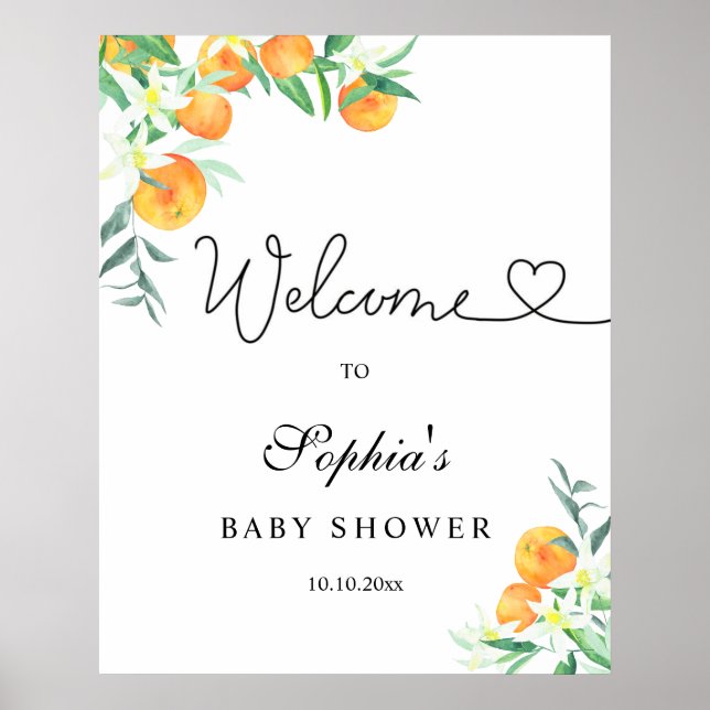 Liten söt baby shower-välkomstskylt poster (Framsidan)