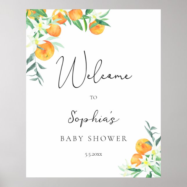 Liten söt baby shower-välkomstskylt poster (Framsidan)