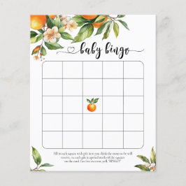 Liten söt citrus apelsin baby shower Bingo spel