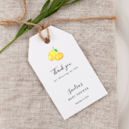 Liten söt citrus citron baby shower sommar presentetikett