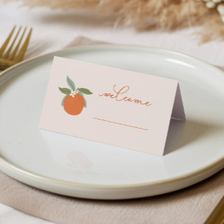 Liten söt citrusriv orange baby shower placeringskort