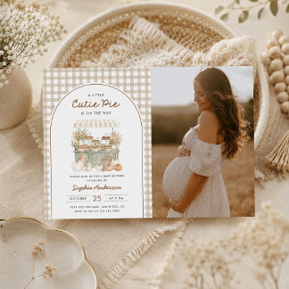 Liten söt lilla paj Höst Baby Shower Foto Inbjudningar