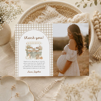 Liten söt lilla paj höst baby shower foto tack kort