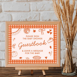 Liten söt lilla paj! Höst baby shower gästboksskri Poster