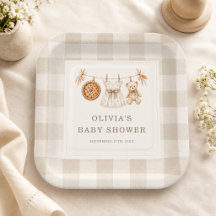 Liten söt lilla paj höst gingham baby shower-fest