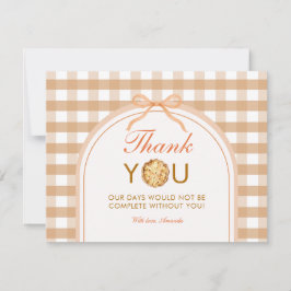 Liten söt liten paj Tacksamhetskort Gingham Höst Tack Kort