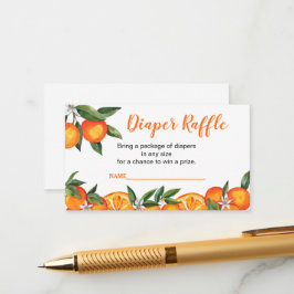 Liten söt orange baby shower blöjlotteri tilläggskort