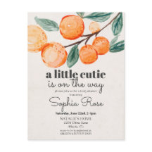 Liten söt orange baby shower inbjudan