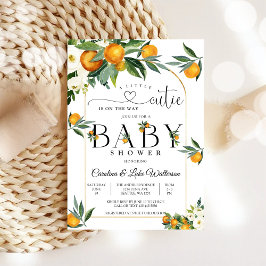 Liten söt orange baby shower-inbjudan inbjudningar