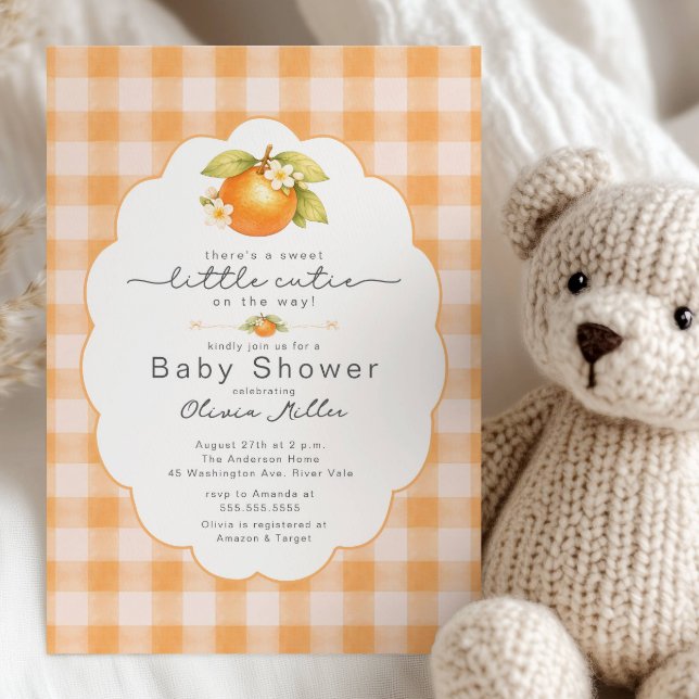 Liten söt orange baby shower-inbjudan inbjudningar (Skapare uppladdad)