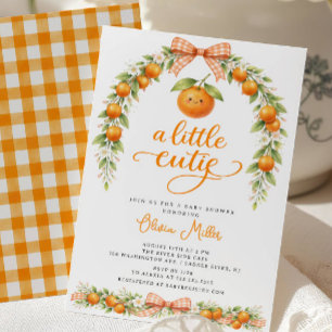 Liten söt orange baby shower-inbjudan inbjudningar