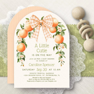 Liten söt orange baby shower inbjudningar