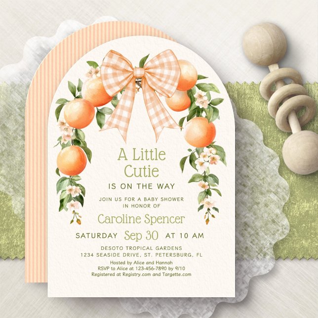 Liten söt orange baby shower inbjudningar (Skapare uppladdad)