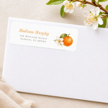 Liten söt orange baby shower returadress
