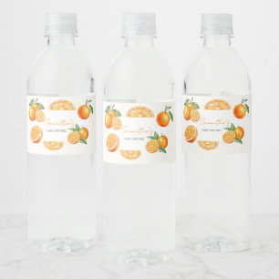 Liten söt orange baby shower vattenflaskor etikett