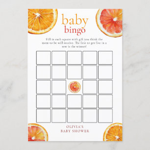 Liten söt orange Bingo Baby Shower-spelkort Inbjudningar