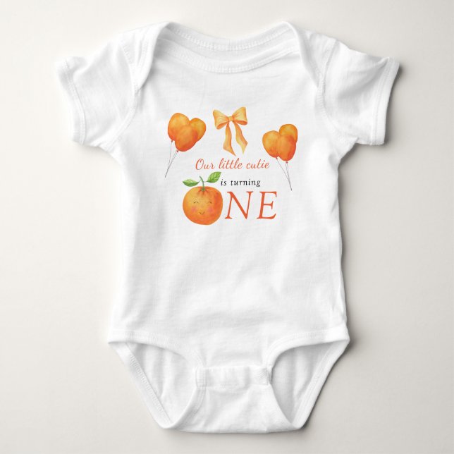 Liten söt orange citrus 1-årsdag t shirt (Framsida)