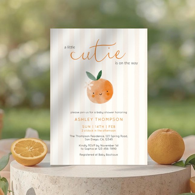 Liten söt orange citrus baby shower inbjudningar (Skapare uppladdad)