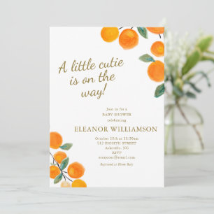 Liten söt orange citrusfrukt Baby Shower Inbjudningar