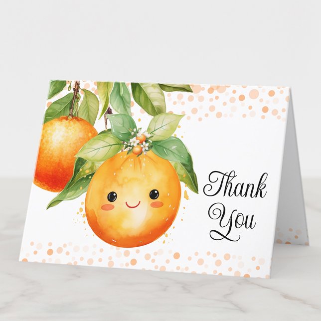 Liten söt orange citrusfrukt tack kort (Skapare uppladdad)
