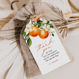 Liten söt orange clementine baby shower-favor presentetikett