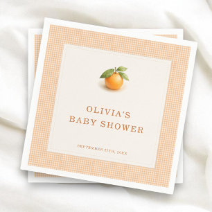 Liten söt orange gingham baby shower-fest pappersservett